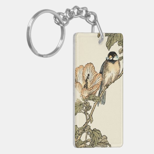 Oriental Bird Perch op Branch Sleutelhanger (Voorkant Links)