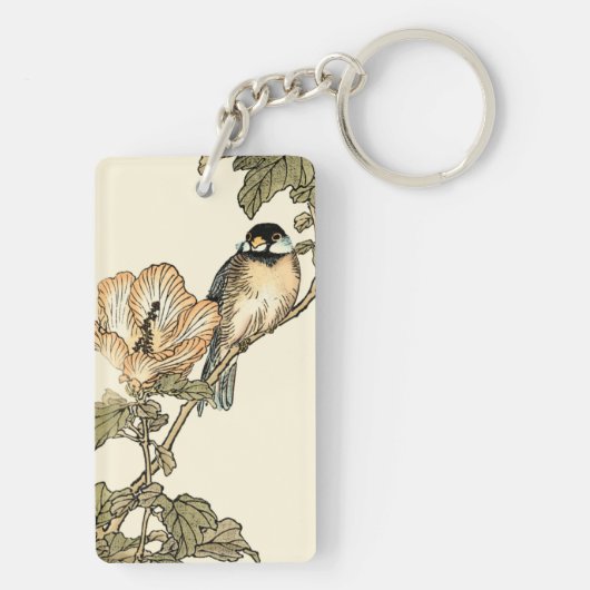 Oriental Bird Perch op Branch Sleutelhanger (achterkant)