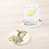 Oriental Bird Perch op Branch Zandsteen Onderzetter (Zijkant)