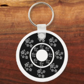 Oriental Black Floral Circles Design Sleutelhanger (Voorkant)