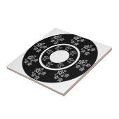 Oriental Black Floral Circles Design Tegeltje (Zijkant)