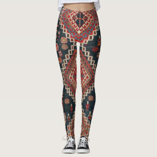 Oriental Blauw Turks Perzisch  Karbistan Tapijt Leggings