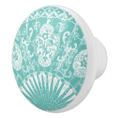 Oriental  Blauwgroen en wit Keramische Knop (Rechts)