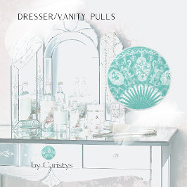 Oriental Blauwgroen en wit Keramische Knop