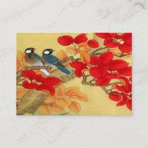 Oriental BLue Birds and Fall Leaves Visitekaartje