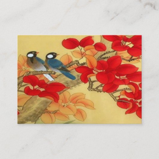 Oriental BLue Birds and Fall Leaves Visitekaartje (Voorkant)
