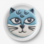 Oriental Blue Cat 3D geïnspireerd Papieren Bordje (Voorkant)