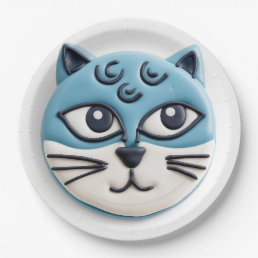 Oriental Blue Cat 3D geïnspireerd Papieren Bordje (Voorkant)