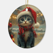 Oriental Blue Cat Christmas  Beach Keramisch Ornament (Links)
