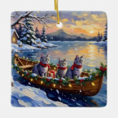 Oriental Blue Cat Christmas Boat Holiday Keramisch Ornament (Voorkant)
