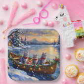 Oriental Blue Cat Christmas Boat Holiday Papieren Bordje (Feest)