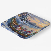 Oriental Blue Cat Christmas Boat Holiday Papieren Bordje (Gebogen)