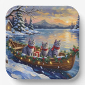 Oriental Blue Cat Christmas Boat Holiday Papieren Bordje (Voorkant)