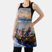 Oriental Blue Cat Christmas Boat Holiday Schort (Insitu)