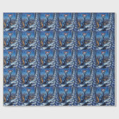 Oriental Blue Cat Christmas High-Rise City Lights Cadeaupapier (Vlak)