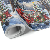 Oriental Blue Cat Christmas Red Truck Holiday Cadeaupapier (Rol Hoek)