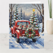 Oriental Blue Cat Christmas Red Truck Holiday Kaart (Voorkant)