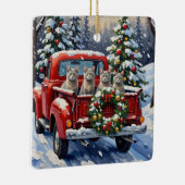 Oriental Blue Cat Christmas Red Truck Holiday Keramisch Ornament (Rechts)