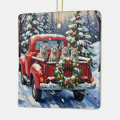 Oriental Blue Cat Christmas Red Truck Holiday Keramisch Ornament (Links)