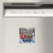 Oriental Blue Cat Christmas Red Truck Holiday Magneet (Insitu (Vaatwasser))