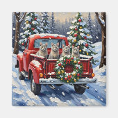Oriental Blue Cat Christmas Red Truck Holiday Magneet (Voorkant)