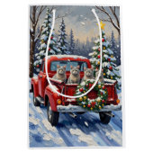 Oriental Blue Cat Christmas Red Truck Holiday Medium Cadeauzakje (Voorkant)