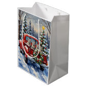 Oriental Blue Cat Christmas Red Truck Holiday Medium Cadeauzakje (Achterkant Gekanteld)