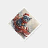 Oriental Blue Cat in Sledge Laat het Sneeuw Kerstm Servet (Hoek)