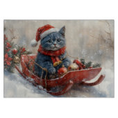 Oriental Blue Cat in Sledge Laat het Sneeuw Kerstm Snijplank (Voorkant)