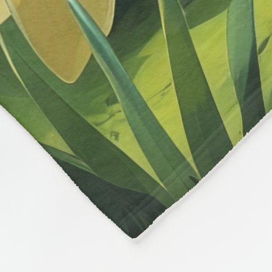 Oriental Blue Cat Spring Bloemen Schilderij Fleece Deken (Hoek)