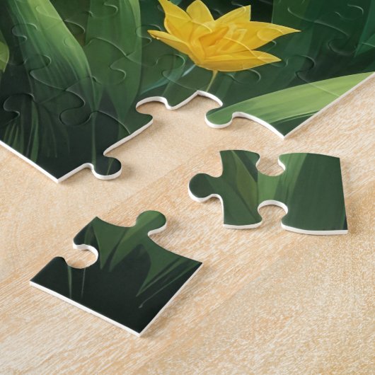 Oriental Blue Cat Spring Bloemen Schilderij Legpuzzel (Zijkant)