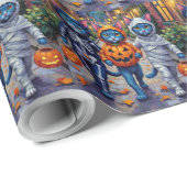 Oriental Blue Cats Trick-or-Treating Halloween Cadeaupapier (Rol Hoek)