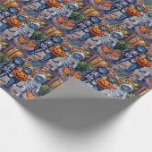Oriental Blue Cats Trick-or-Treating Halloween Cadeaupapier (Hoek)