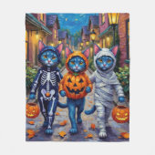 Oriental Blue Cats Trick-or-Treating Halloween Fleece Deken (Voorkant)