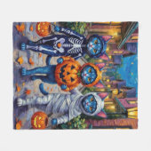 Oriental Blue Cats Trick-or-Treating Halloween Fleece Deken (Voorkant (Horizontaal))