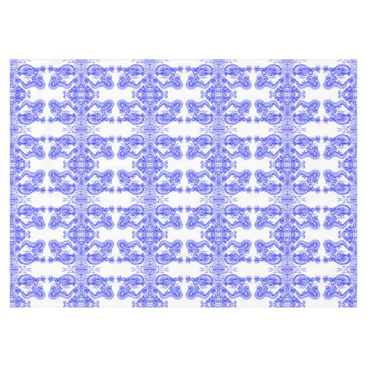 Oriental Blue Dragon Chinese Fire & Water Pattern Tafelkleed (Voorkant (Horizontaal))
