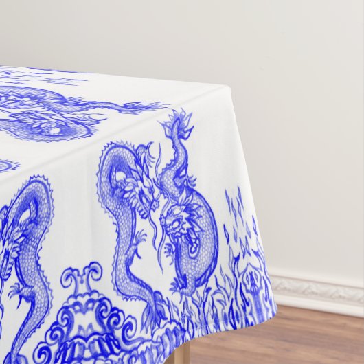 Oriental Blue Dragon Chinese Fire & Water Pattern Tafelkleed (Voorbeeld)