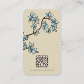 Oriental Blue Peach Blossom Elegant Chic Sakura Visitekaartje (Achterkant)