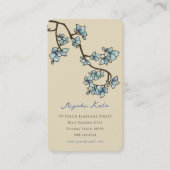 Oriental Blue Peach Blossom Elegant Chic Sakura Visitekaartje (Voorkant)