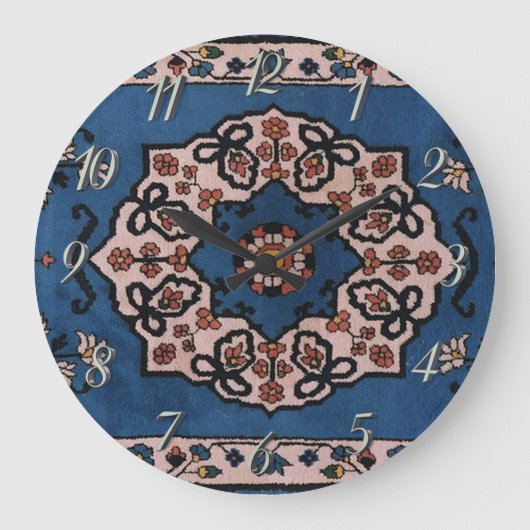 Oriental Blue Persian Turks patroontapijt Grote Klok (Voorkant)