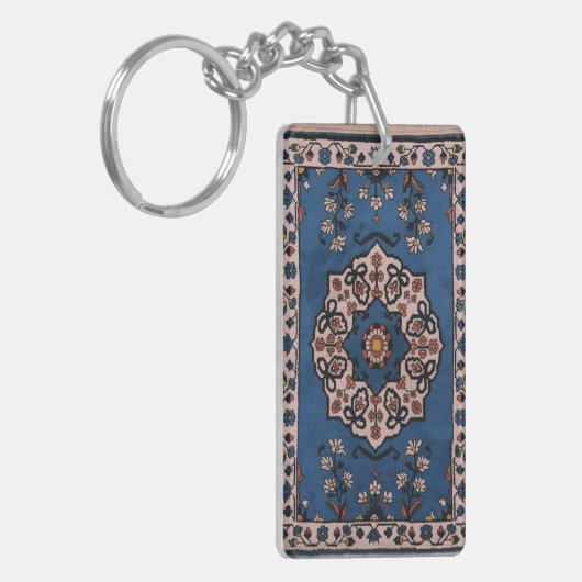 Oriental Blue Persian Turks Pattern, tapijt Sleutelhanger (Voorkant Links)