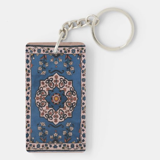 Oriental Blue Persian Turks Pattern, tapijt Sleutelhanger (achterkant)
