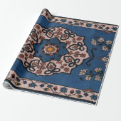 Oriental Blue Tursian Persian Patroon Cadeaupapier (Uitgerold)