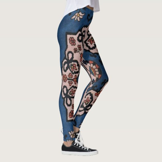 Oriental Blue Tursian Persian Patroon Leggings (Rechts)
