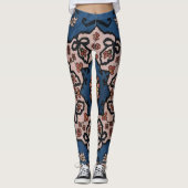 Oriental Blue Tursian Persian Patroon Leggings (Voorkant)