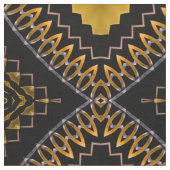 Oriental Bohemian Moroccan Black and Gold Pattern Stof (Close Up)
