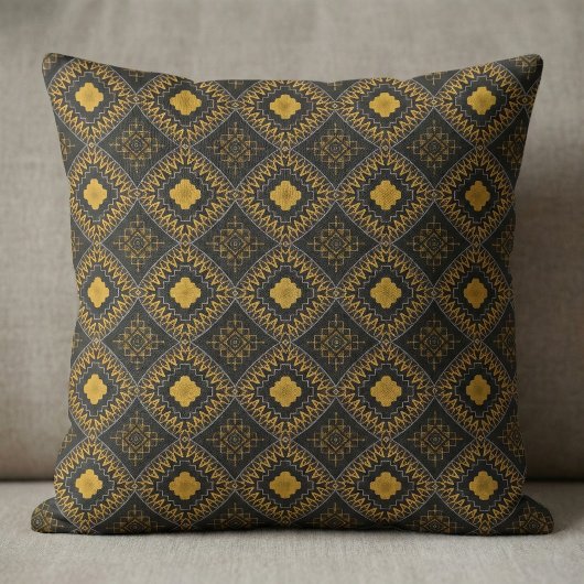 Oriental Bohemian Moroccan Black and Gold Pattern Stof
