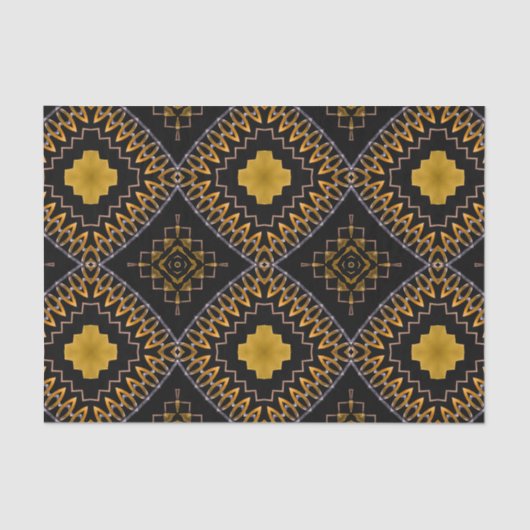 Oriental Bohemian Moroccan Black and Gold Pattern Tissuepapier (Voorkant)