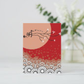 Oriental Bright Moon Swallows Zen Modern Art Briefkaart (Staand voorkant)