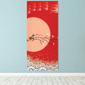 Oriental Bright Moon Swallows Zen Modern Art Canvas Afdruk (Insitu (Houten vloer))